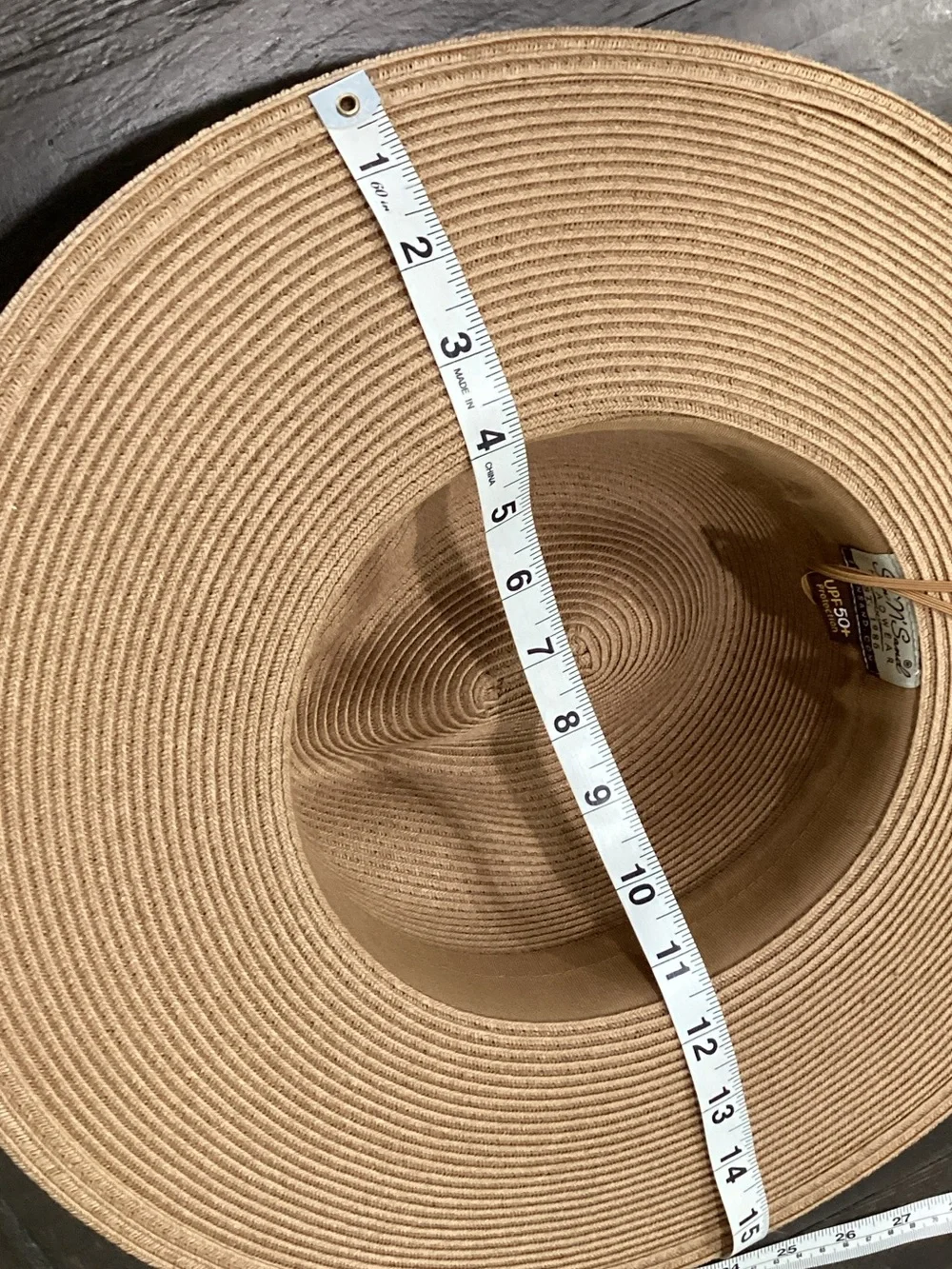 Wide Brim Straw Sun Hat with Brown Accent Band - Natural